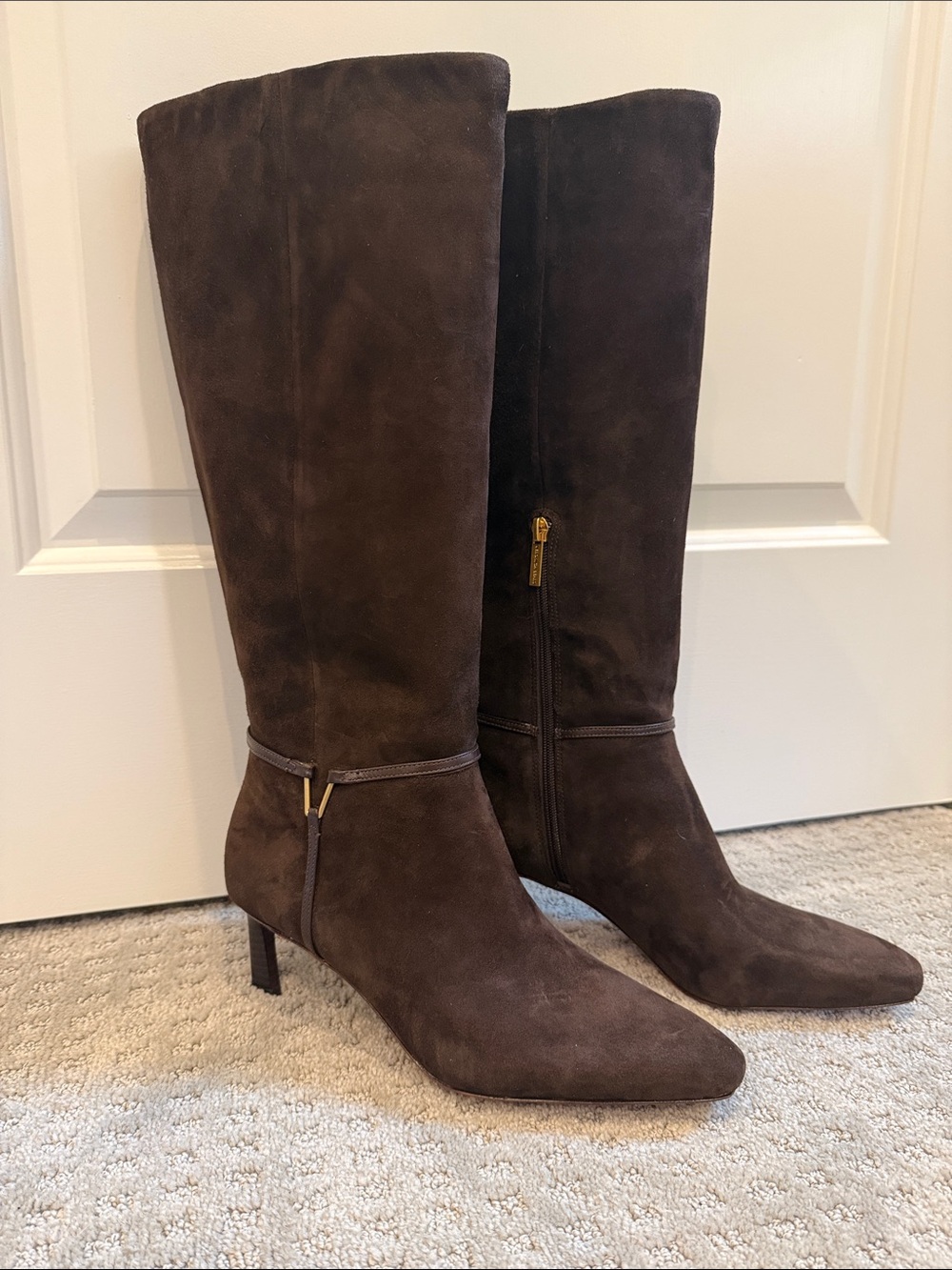 Veronica Beard Kenzie Knee-High Suede Boots in Espresso Size 10 Wide Calf NEW
